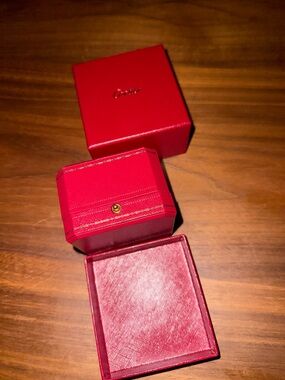 Authentic Cartier Red Jewelry Box with Gold Accent